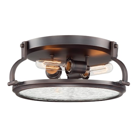 Designers Fountain 15.5in Eaton 3-Light Satin Copper Bronze Interior Ceiling Light Flush Mount 92123-SCB